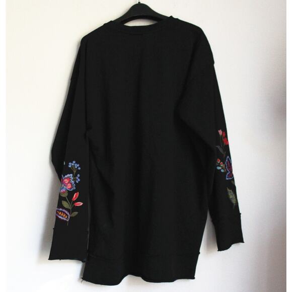 JOHNNY WAS Raw Seam Long Sleeve Sweatshirt, Black, Size XL - Picture 4 of 6